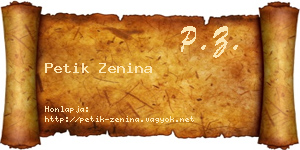 Petik Zenina névjegykártya